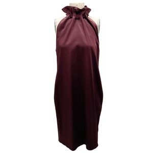 ROSETTA GETTY MAROON DRAWSTRING NECK DRESS